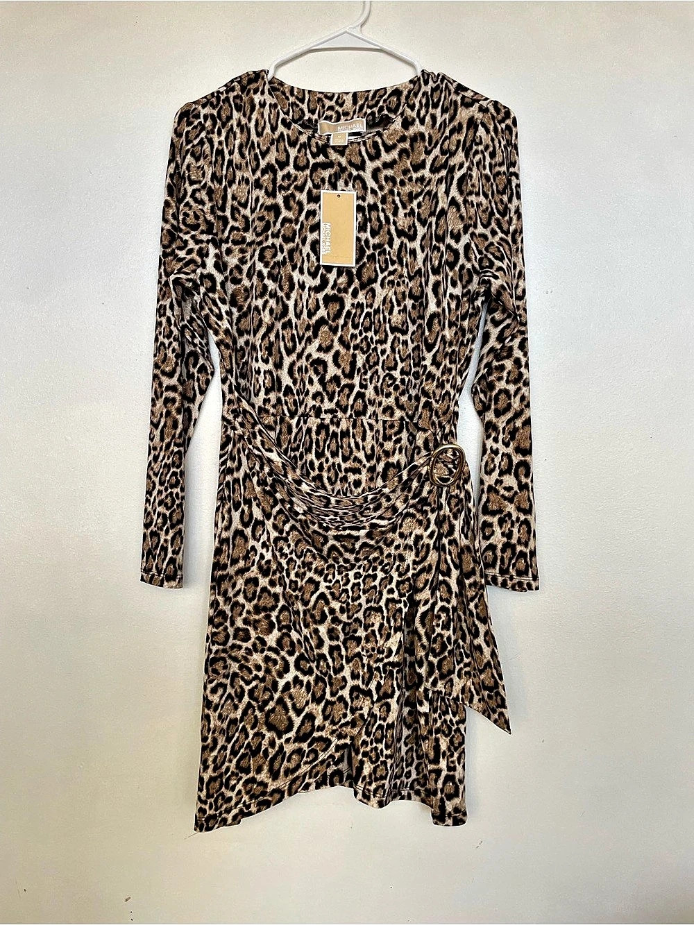 Michael Kors Leopard Print Wrap Mini Dress Size Medium NWT